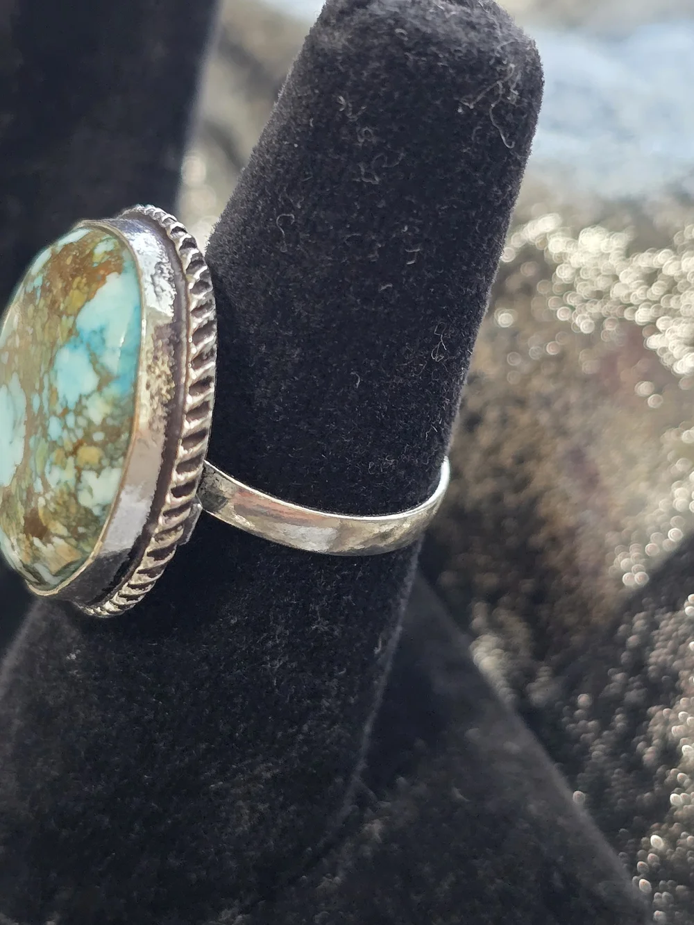 Turquoise Statement Ring - Blue and Brown Oval Stone
